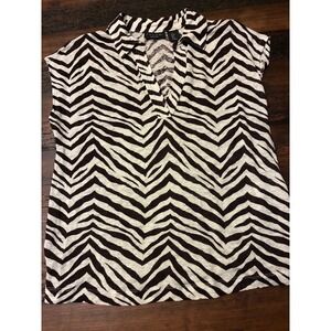Tahari 100% Linen Zebra Print Shirt, Women's Size Small